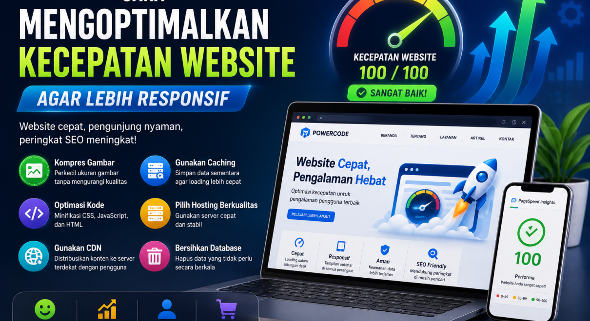 Ilustrasi cara mengoptimalkan kecepatan website agar lebih cepat dan responsif