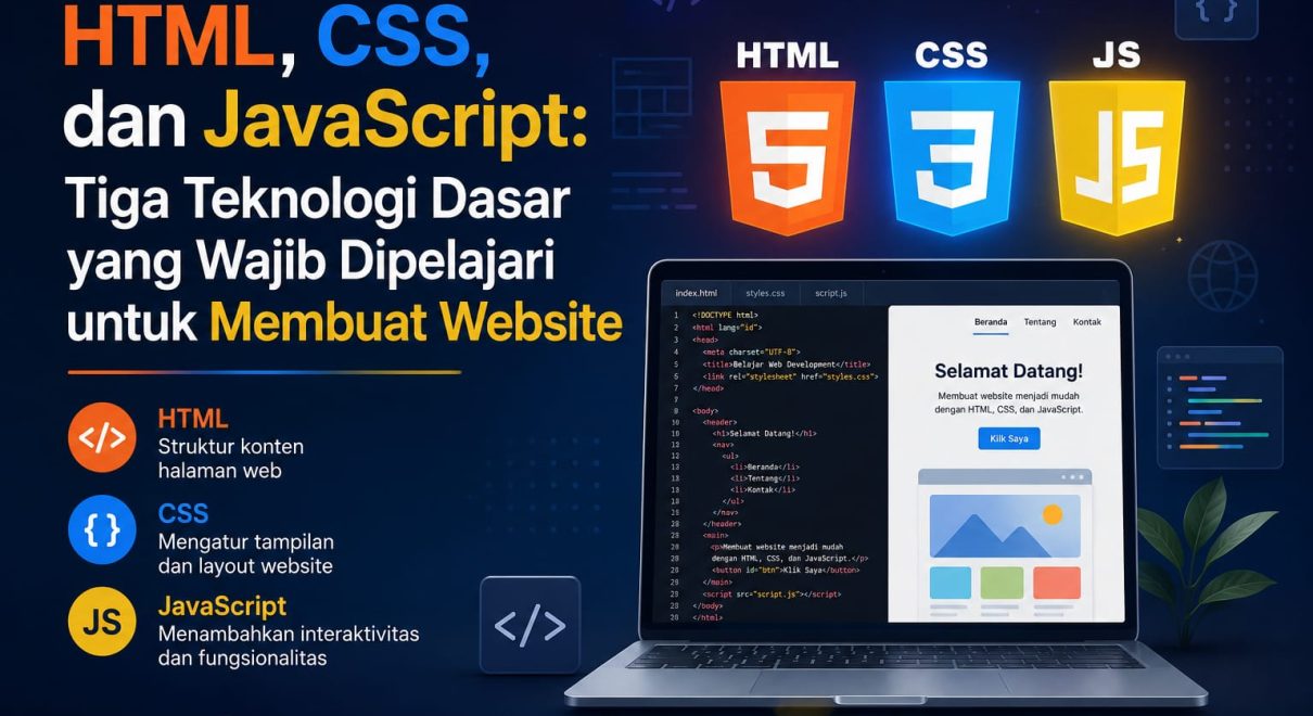 HTML CSS dan JavaScript Tiga Teknologi Dasar untuk Membuat Website