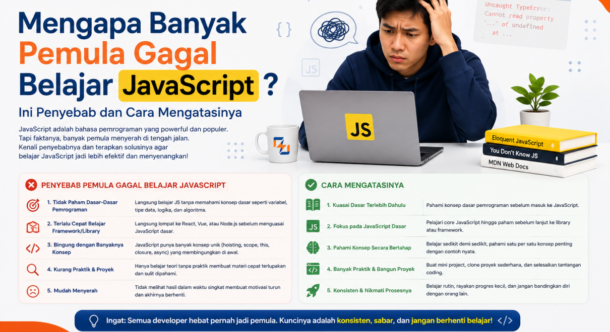 Mengapa Banyak Pemula Gagal Belajar JavaScript Ini Penyebab dan Cara Mengatasinya