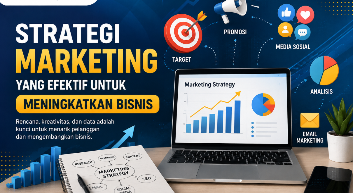Ilustrasi strategi marketing untuk meningkatkan bisnis di era digital