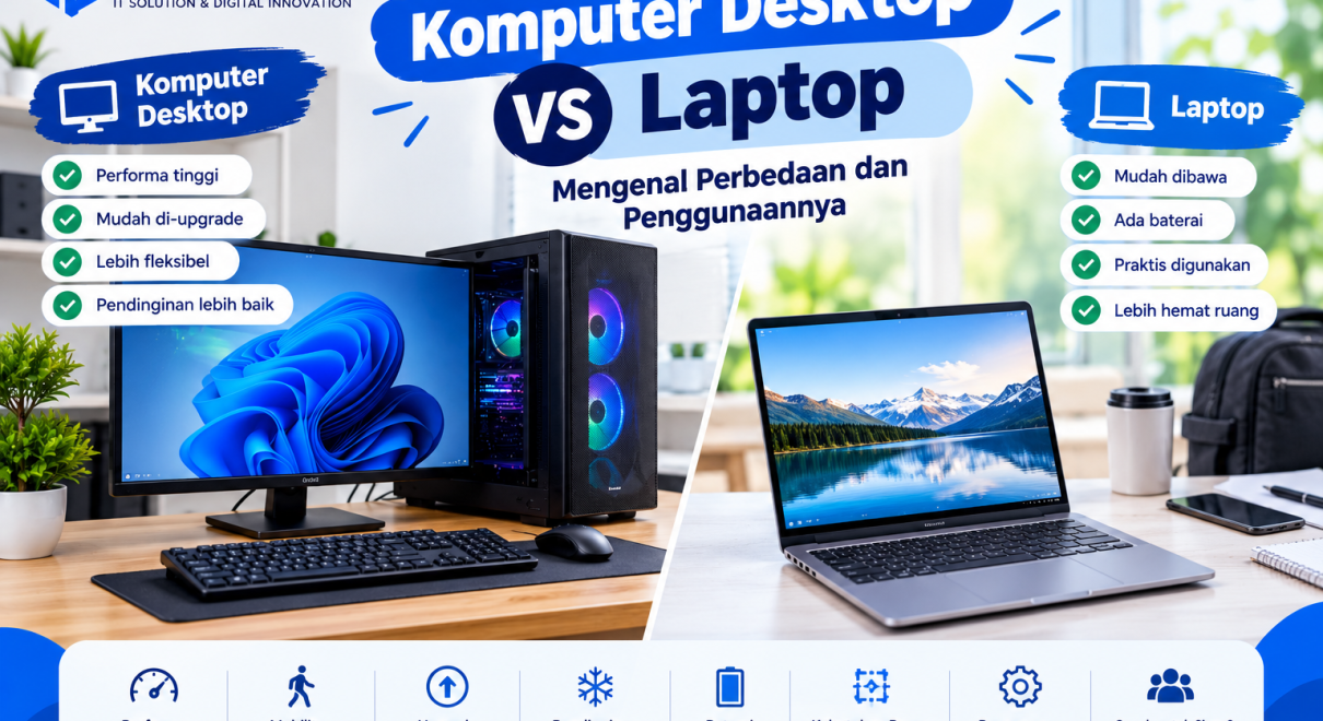 Komputer desktop vs laptop dan perbedaan penggunaannya