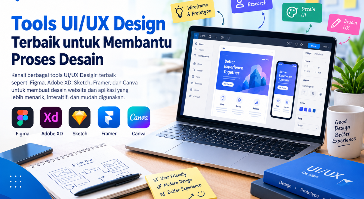 Tools UI/UX Design terbaik untuk proses desain website dan aplikasi