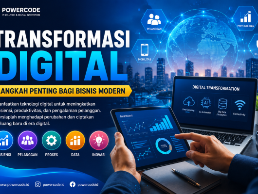 Ilustrasi transformasi digital untuk perkembangan bisnis modern