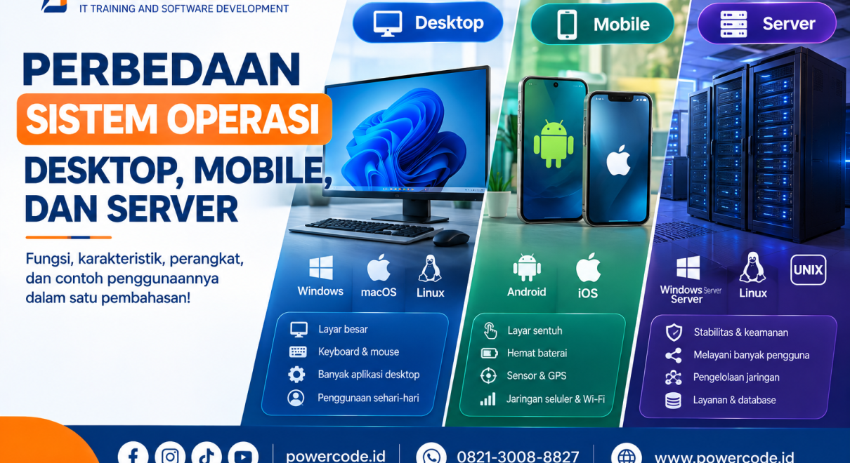 Perbedaan Sistem Operasi Desktop, Mobile, dan Server