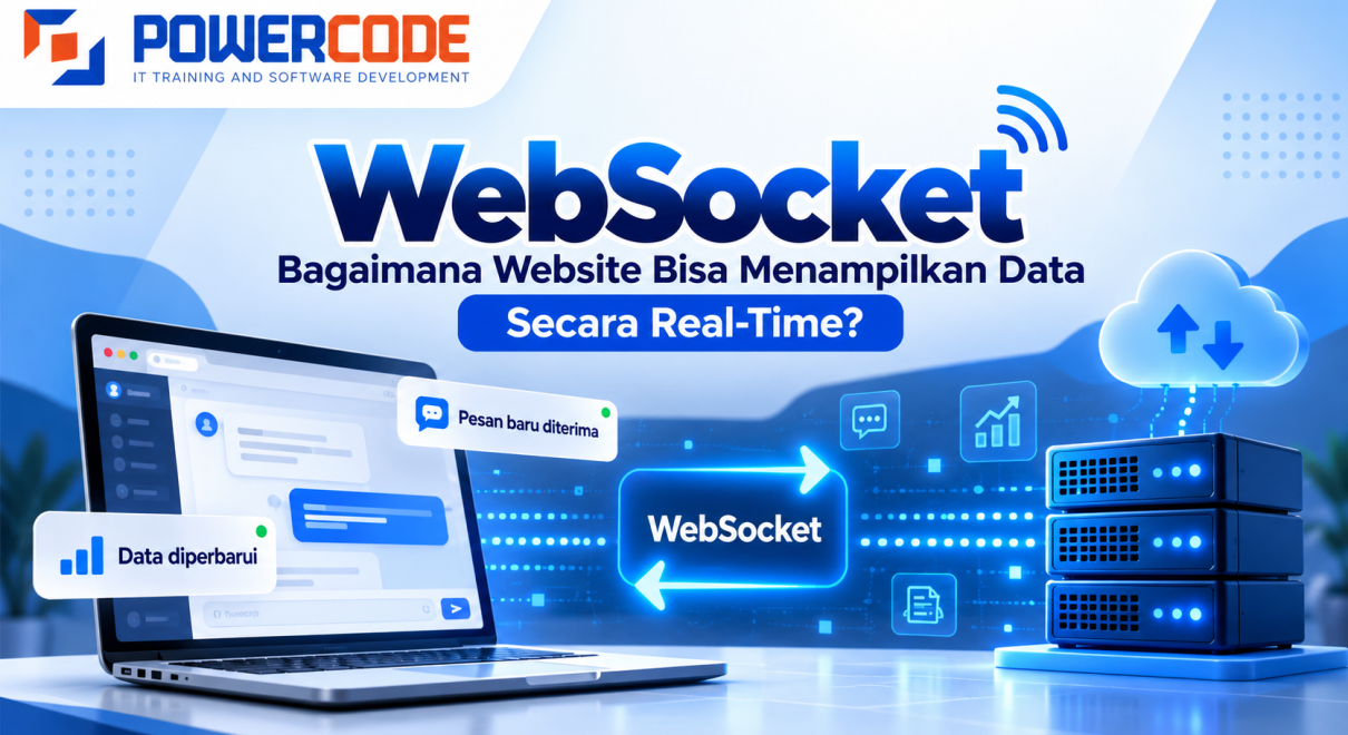 Ilustrasi WebSocket untuk komunikasi data real-time antara website dan server